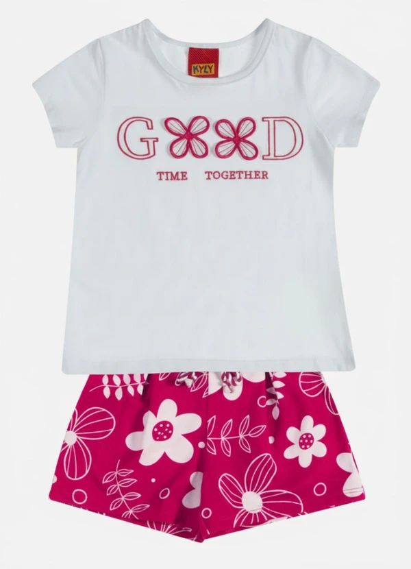 Kyly - Conjunto Infantil Menina Bordado Branco