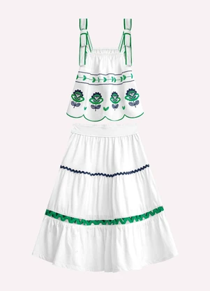 Nanai - Conjunto Infantil Menina Bordado Branco - NANAI