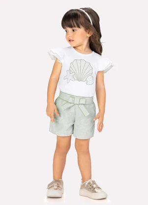 Milon - Conjunto Infantil Menina Bordado Branco - MILON