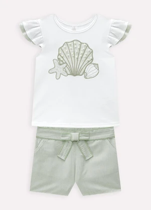 Milon - Conjunto Infantil Menina Bordado Branco - MILON