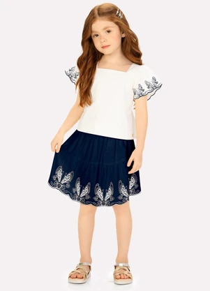 Milon - Conjunto Infantil Menina Bordado Branco - MILON