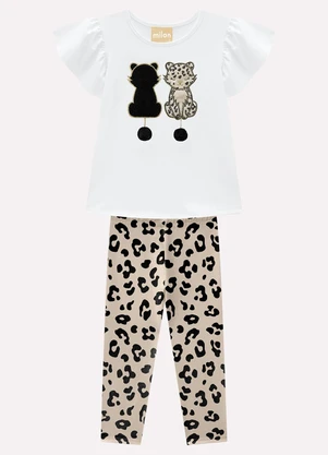Milon - Conjunto Infantil Menina Bordado Branco - MILON