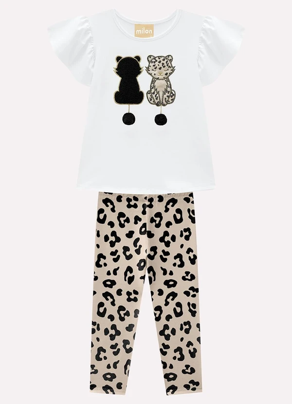Milon - Conjunto Infantil Menina Bordado Branco