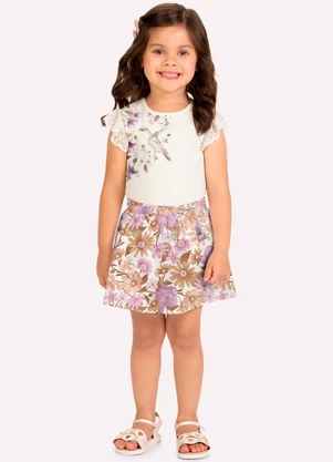 Milon - Conjunto Infantil Menina Bordado Branco - MILON