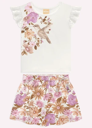 Milon - Conjunto Infantil Menina Bordado Branco - MILON
