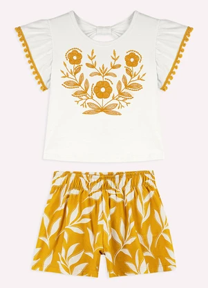 Nanai - Conjunto Infantil Menina Bordado Branco - NANAI