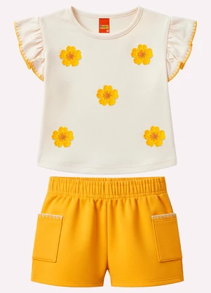 Kyly - Conjunto Infantil Menina Bordado Branco - KYLY