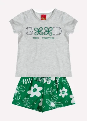 Kyly - Conjunto Infantil Menina Bordado Cinza - KYLY