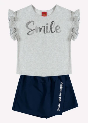 Kyly - Conjunto Infantil Menina Bordado Cinza - KYLY