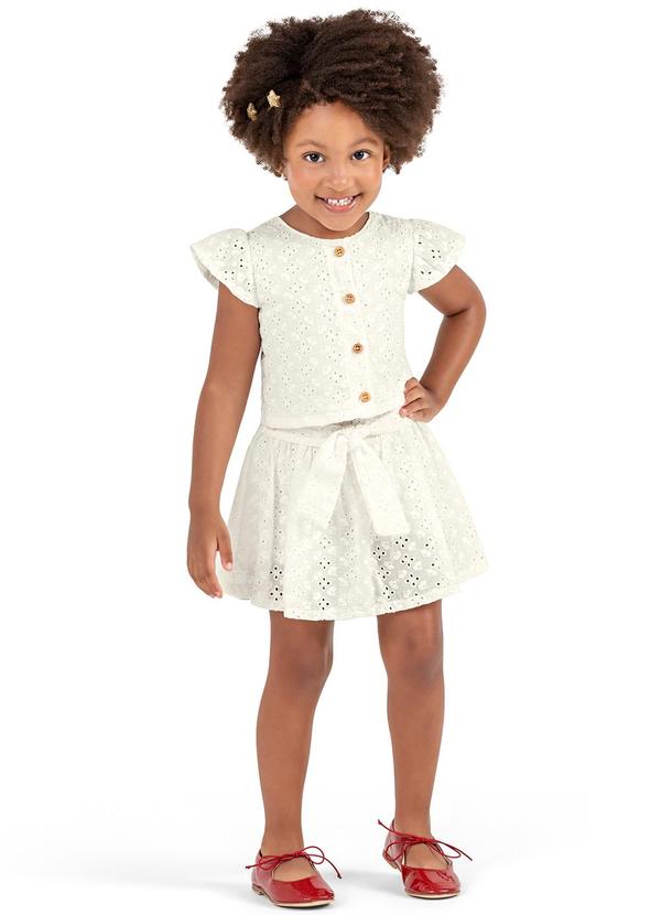 Colorittá - Conjunto Infantil Menina Bordado Colorittá Bege