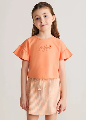 Colorittá - Conjunto Infantil Menina Bordado Joyful Laranja - COLORITTÁ