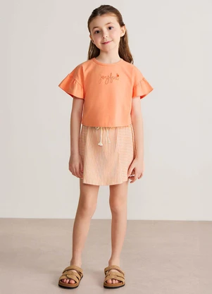 Colorittá - Conjunto Infantil Menina Bordado Joyful Laranja - COLORITTÁ