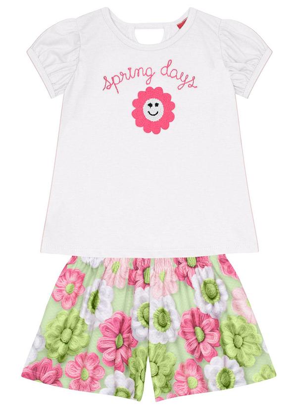 Kyly - Conjunto Infantil Menina Bordado Branco