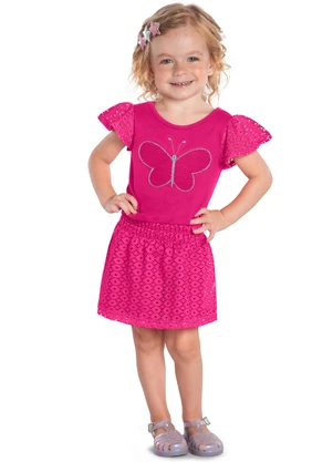Kyly - Conjunto Infantil Menina Bordado Rosa - KYLY