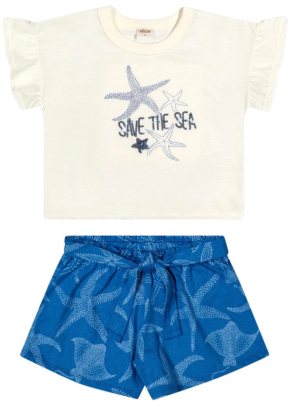 Elian - Conjunto Infantil Menina Bordado Lantejoula Bege 2