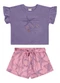 Elian - Conjunto Infantil Menina Bordado Lantejoula Roxo - variação: Roxo