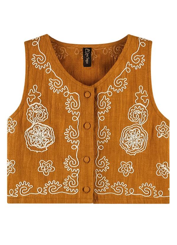 Nanai - Conjunto Infantil Menina Bordado Marrom 3