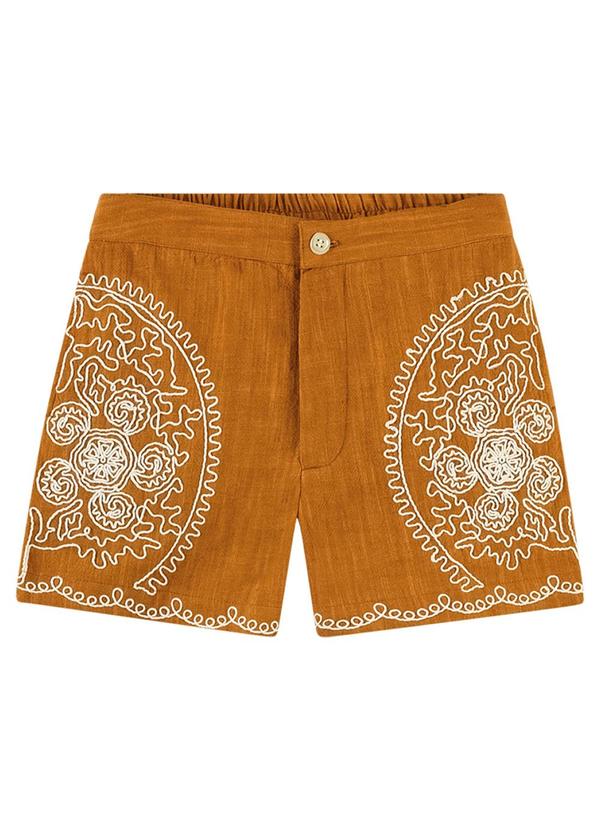 Nanai - Conjunto Infantil Menina Bordado Marrom 4