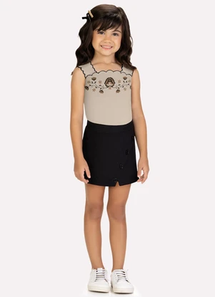 Conjunto Infantil Menina Bordado Milon (Bege) - MILON