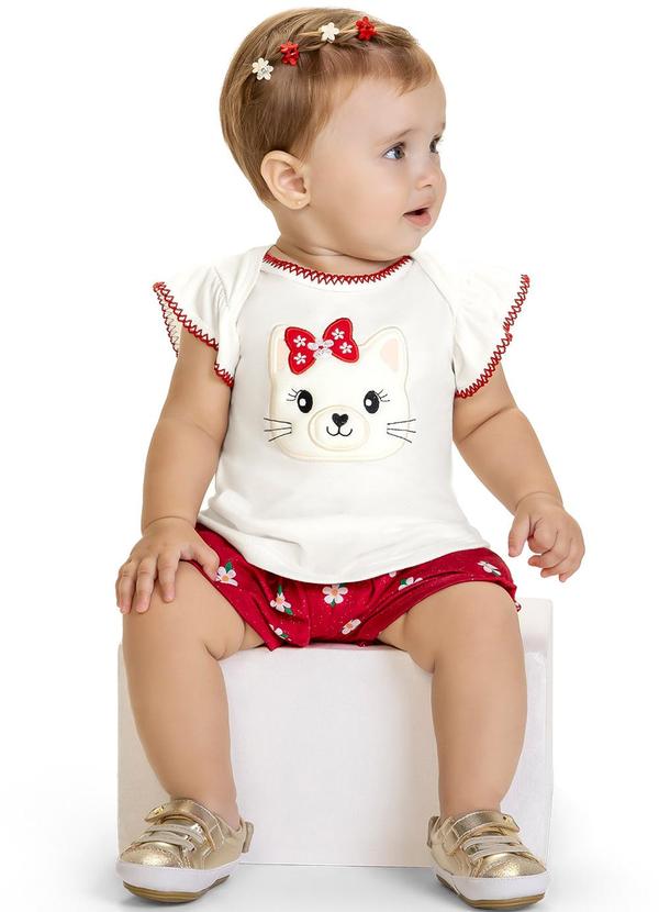Kyly - Conjunto Infantil Menina Bordado Off White