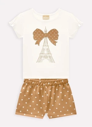 Milon - Conjunto Infantil Menina Bordado Off White - MILON