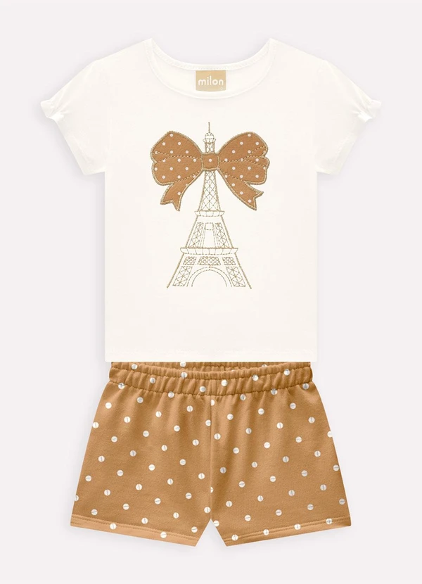 Milon - Conjunto Infantil Menina Bordado Off White