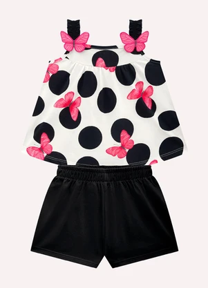 Kyly - Conjunto Infantil Menina Bordado Off White - KYLY