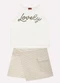 Kyly - Conjunto Infantil Menina Bordado Off White - variação: Off White