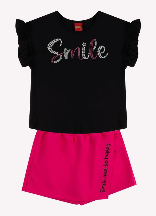 Kyly - Conjunto Infantil Menina Bordado Preto 2
