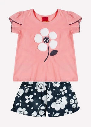 Kyly - Conjunto Infantil Menina Bordado Rosa - KYLY