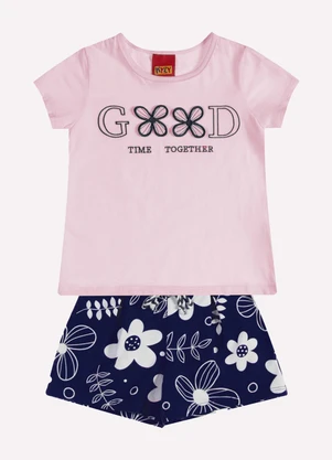 Kyly - Conjunto Infantil Menina Bordado Rosa - KYLY