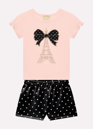 Milon - Conjunto Infantil Menina Bordado Rosa - MILON