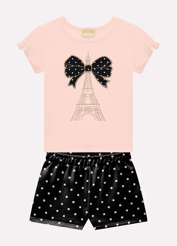 Milon - Conjunto Infantil Menina Bordado Rosa 2
