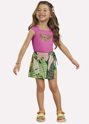 Nanai - Conjunto Infantil Menina Bordado Rosa - NANAI