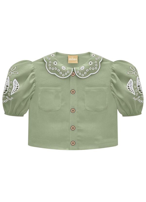 Milon - Conjunto Infantil Menina Bordado Verde 2