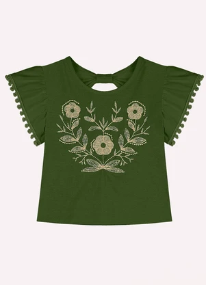 Nanai - Conjunto Infantil Menina Bordado Verde - NANAI