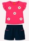Kyly - Conjunto Infantil Menina Bordado Branco - variação: Vermelho