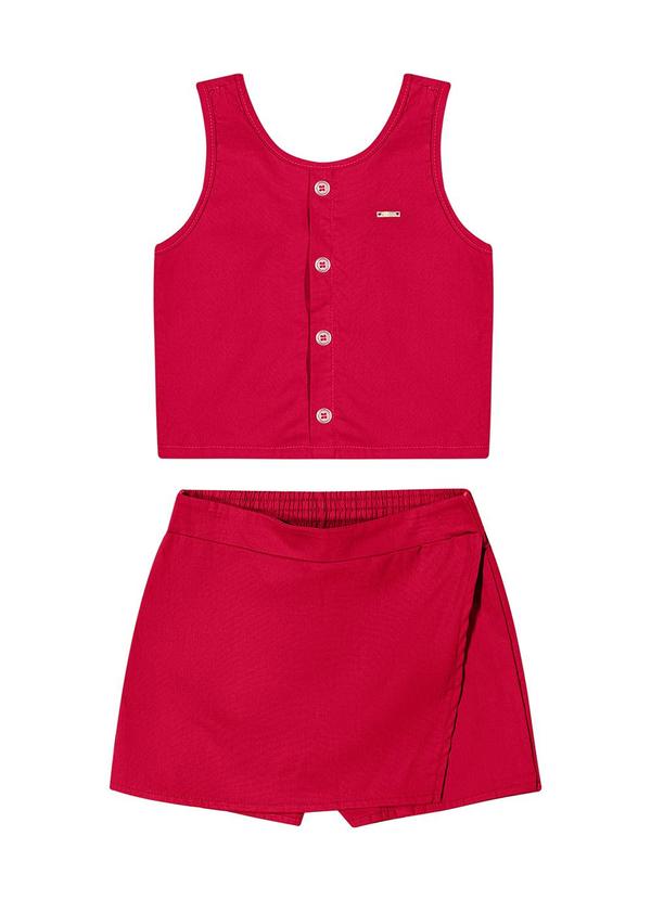 Elian - Conjunto Infantil Menina Botões Elian Vermelho 1