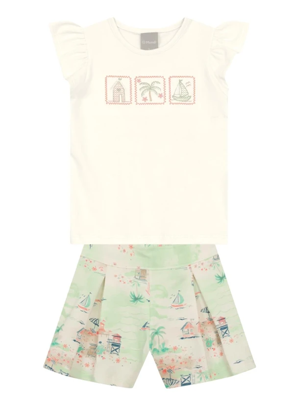 Brandili Mundi - Conjunto Infantil Menina Brilhante Natural