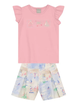 Brandili Mundi - Conjunto Infantil Menina Brilhante Rosa - BRANDILI MUNDI