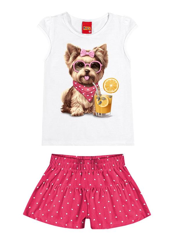 Kyly - Conjunto Infantil Menina Cachorrinho Branco