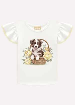 Milon - Conjunto Infantil Menina Cachorrinho Branco - MILON
