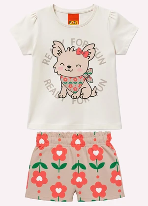Kyly - Conjunto Infantil Menina Cachorrinho Branco - KYLY