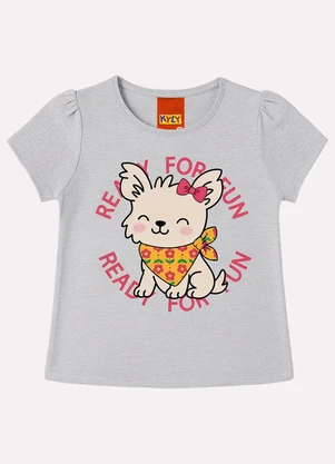 Kyly - Conjunto Infantil Menina Cachorrinho Cinza - KYLY