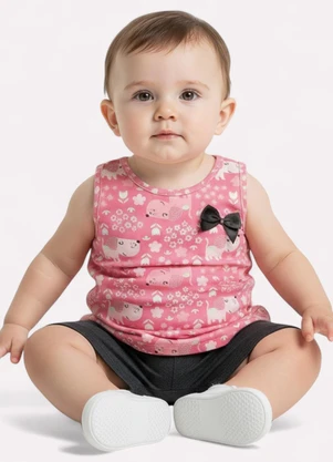 Kyly - Conjunto Infantil Menina Cachorrinho Rosa - KYLY