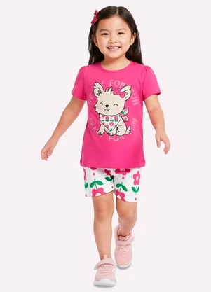Kyly - Conjunto Infantil Menina Cachorrinho Rosa - KYLY