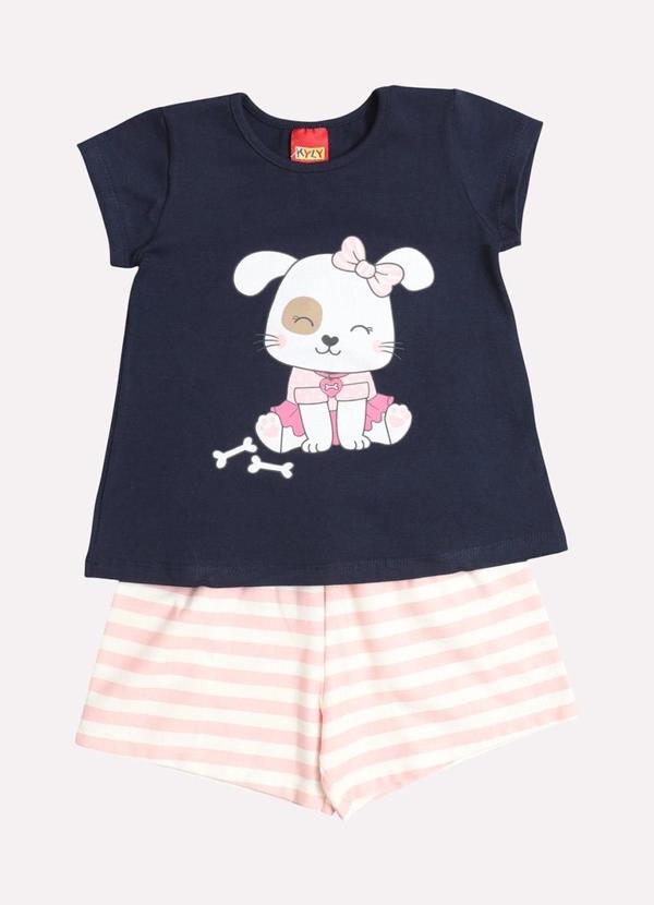 Kyly - Conjunto Infantil Menina Cachorro Azul 1