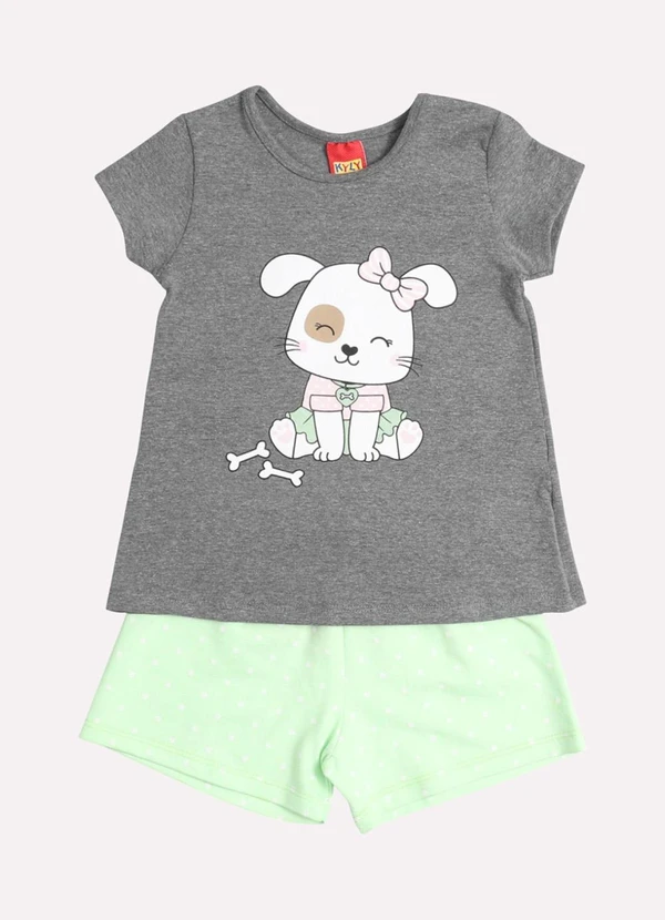 Kyly - Conjunto Infantil Menina Cachorro Cinza 2