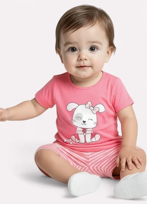 Kyly - Conjunto Infantil Menina Cachorro Rosa - KYLY