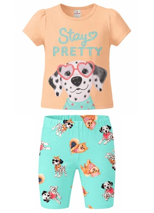 Brandili - Conjunto Infantil Menina Cachorro Rosa - BRANDILI